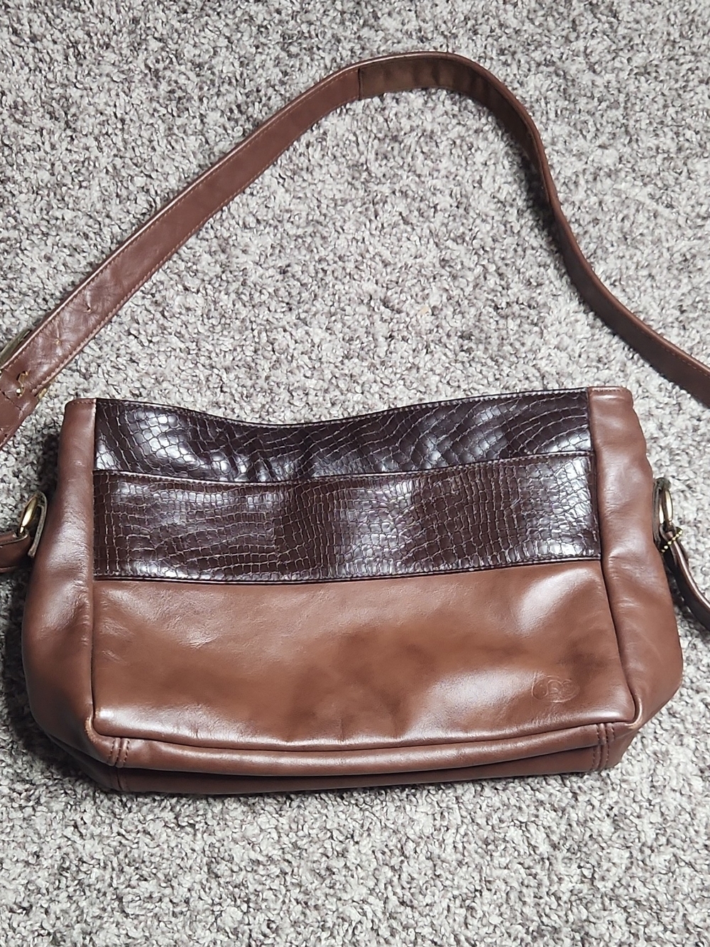 SAS Brown Two-Tone Leather Shoulder Bag